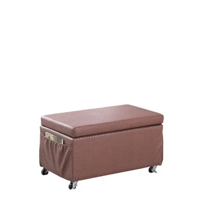 Ore International Storage Bench with Caster Wheels/Side Pockets Beige 3 Ore International Storage Bench with Caster Wheels/Side Pockets Beige