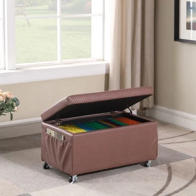 Ore International Storage Bench with Caster Wheels/Side Pockets Beige 4 Ore International Storage Bench with Caster Wheels/Side Pockets Beige - Image 2