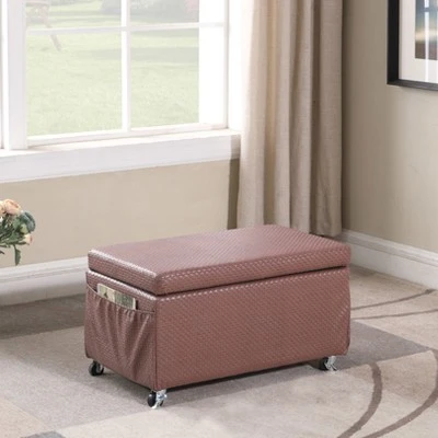 Ore International Storage Bench with Caster Wheels/Side Pockets Beige 5 Ore International Storage Bench with Caster Wheels/Side Pockets Beige - Image 3