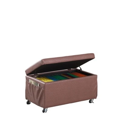 Ore International Storage Bench with Caster Wheels/Side Pockets Beige 7 Ore International Storage Bench with Caster Wheels/Side Pockets Beige - Image 5