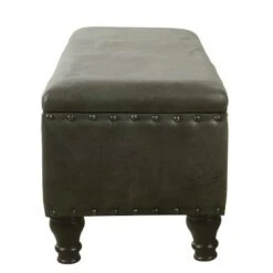 Large Storage Bench with Nailhead Trim Faux Leather - Homepop Gray -Ottomans Official Shop unnamed file 9022