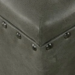 Large Storage Bench with Nailhead Trim Faux Leather - Homepop Gray -Ottomans Official Shop unnamed file 9025