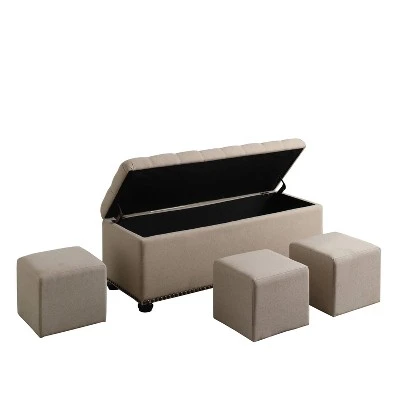 Storage Bench with 3 Seating Buff Beige - Ore International 3 Storage Bench with 3 Seating Buff Beige - Ore International