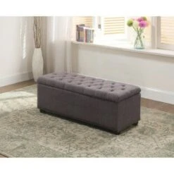 3pc Tufted Storage Bench with Ottoman Seating Gray - Ore International 6 3pc Tufted Storage Bench with Ottoman Seating Gray - Ore International -Ottomans Official Shop unnamed file 9048