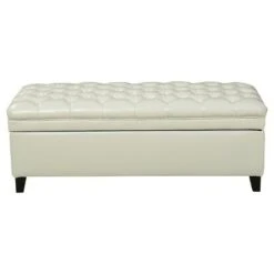 Juliana Tufted Faux Leather Storage Ottoman - Christopher Knight Home White -Ottomans Official Shop unnamed file 9097