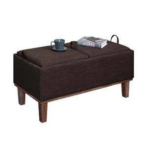Brentwood Storage Ottoman Mocha Faux Linen/Brown Trays - Breighton Home 3 Brentwood Storage Ottoman Mocha Faux Linen/Brown Trays - Breighton Home