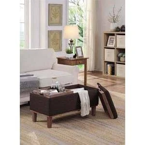 Brentwood Storage Ottoman Mocha Faux Linen/Brown Trays - Breighton Home 4 Brentwood Storage Ottoman Mocha Faux Linen/Brown Trays - Breighton Home - Image 2