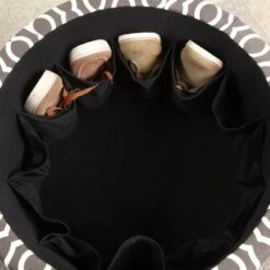 Round Geometric Storage Ottoman with Seating Gray/White - Ore International -Ottomans Official Shop unnamed file 9140