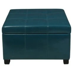 Cortez Faux Leather Storage Ottoman - Christopher Knight Home Teal