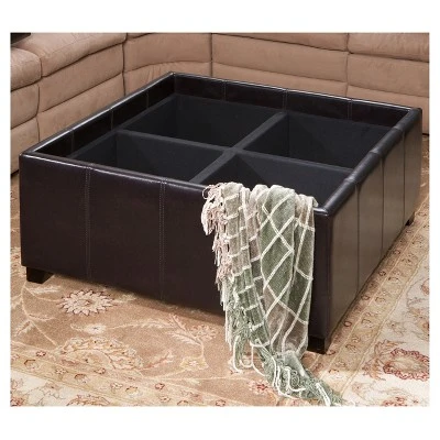 Dayton 4 - Tray Top Bonded Leather Storage Ottoman - Espresso Brown - Christopher Knight Home 4 Dayton 4 - Tray Top Bonded Leather Storage Ottoman - Espresso Brown - Christopher Knight Home - Image 2