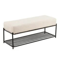 44" Daniella Contemporary Bench - LumiSource Steel/polyester Black/charcoal -Ottomans Official Shop unnamed file 919