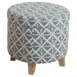 Cole Classics Round Storage Ottoman Flared Wood Leg - HomePop Linen -Ottomans Official Shop unnamed file 9199