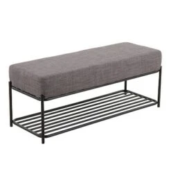 44" Daniella Contemporary Bench - LumiSource Steel/polyester Black/charcoal -Ottomans Official Shop unnamed file 920