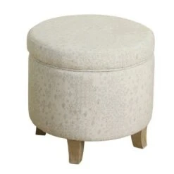 Cole Classics Round Storage Ottoman Flared Wood Leg - HomePop Linen -Ottomans Official Shop unnamed file 9201
