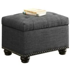 5th Avenue Storage Ottoman Gray Fabric - Breighton Home