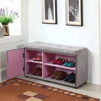 Shoe Storage Ottoman 18" - Silver Gray - Ore International 5 Shoe Storage Ottoman 18" - Silver Gray - Ore International - Image 3