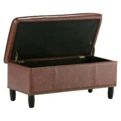 39" Northridge Storage Ottoman Cognac Faux Leather - WyndenHall -Ottomans Official Shop unnamed file 9261