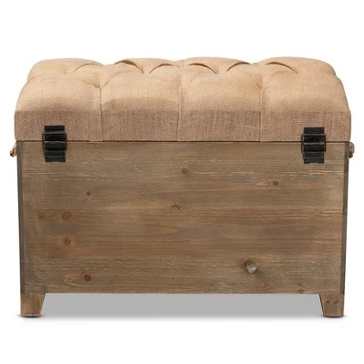 2pc Clement Fabric Upholstered Wood Spindle Storage Ottoman Trunk Set Beige/Brown - Baxton Studio 9 2pc Clement Fabric Upholstered Wood Spindle Storage Ottoman Trunk Set Beige/Brown - Baxton Studio - Image 7