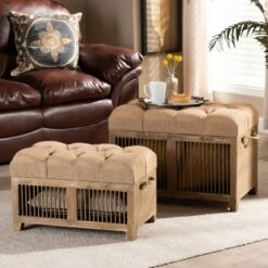2pc Clement Fabric Upholstered Wood Spindle Storage Ottoman Trunk Set Beige/Brown - Baxton Studio 25 2pc Clement Fabric Upholstered Wood Spindle Storage Ottoman Trunk Set Beige/Brown - Baxton Studio -Ottomans Official Shop unnamed file 9275