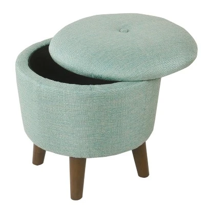 Modern Round Woven Tufted Storage Ottoman - HomePop Gray 5 Modern Round Woven Tufted Storage Ottoman - HomePop Gray - Image 3