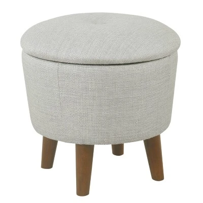 Modern Round Woven Tufted Storage Ottoman - HomePop Gray 11 Modern Round Woven Tufted Storage Ottoman - HomePop Gray - Image 9