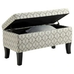 Winslow Storage Ottoman Ribbon Pattern Fabric - Breighton Home