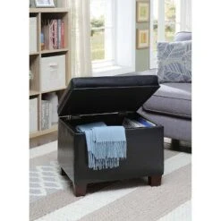 Madison Storage Ottoman - Breighton Home Ribbon Pattern Fabric