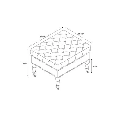 Isabelle Square Tufted Ottoman - Linon Natural 4 Isabelle Square Tufted Ottoman - Linon Natural - Image 2