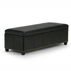 48" Stanford Storage Ottoman - Wyndenhall Coffee Brown Bonded Leather -Ottomans Official Shop unnamed file 9371