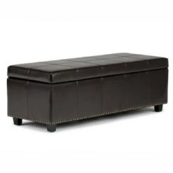 48" Stanford Storage Ottoman - Wyndenhall Coffee Brown Bonded Leather -Ottomans Official Shop unnamed file 9373