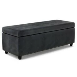 48" Stanford Storage Ottoman - Wyndenhall Coffee Brown Bonded Leather -Ottomans Official Shop unnamed file 9375