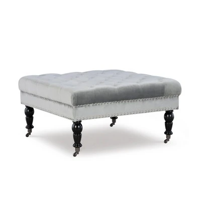 Isabelle Square Tufted Ottoman - Linon Natural 8 Isabelle Square Tufted Ottoman - Linon Natural - Image 6