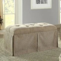 Furman Transitional Button Tufted Fabric Storage Ottoman Brown - HOMES: Inside + Out