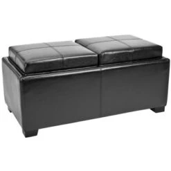 Harrison Double Tray Storage Ottoman Black - Safavieh