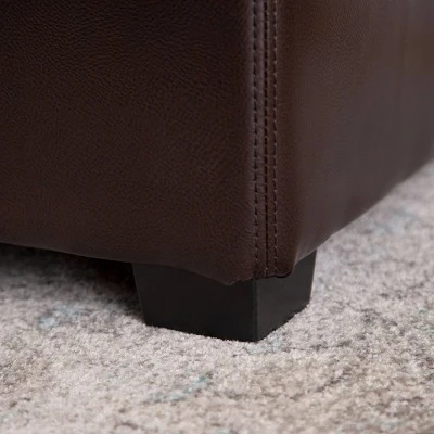 Joshua Bonded Leather Double Flip-Storage Ottoman Brown - Abbyson Living 7 Joshua Bonded Leather Double Flip-Storage Ottoman Brown - Abbyson Living - Image 5