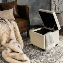 Jonathan Flip Top Storage Ottoman White - Safavieh -Ottomans Official Shop unnamed file 9510