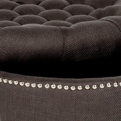 Vanessa Ottoman Silver Nail Heads - Charcoal - Safavieh 5 Vanessa Ottoman Silver Nail Heads - Charcoal - Safavieh - Image 3