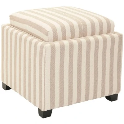 Harrison Single Tray Storage Ottoman Tan/White - Safavieh 5 Harrison Single Tray Storage Ottoman Tan/White - Safavieh - Image 3