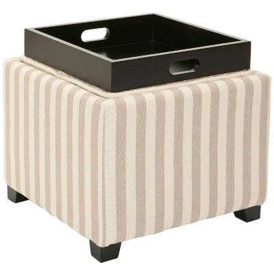 Harrison Single Tray Storage Ottoman Tan/White - Safavieh 6 Harrison Single Tray Storage Ottoman Tan/White - Safavieh - Image 4