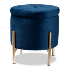 Malina Velvet Metal Storage Ottoman - Baxton Studio Gray/gold -Ottomans Official Shop unnamed file 9605