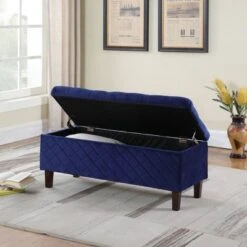 Quilted Tufted Storage Ottoman - Ore International Blue 9 Quilted Tufted Storage Ottoman - Ore International Blue -Ottomans Official Shop unnamed file 9645
