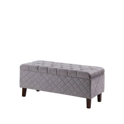 Quilted Tufted Storage Ottoman - Ore International Blue 7 Quilted Tufted Storage Ottoman - Ore International Blue - Image 5