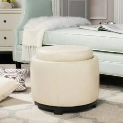 Round Storage Tray Ottoman - Safavieh
