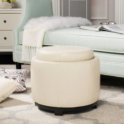 Round Storage Tray Ottoman - Safavieh 3 Round Storage Tray Ottoman - Safavieh