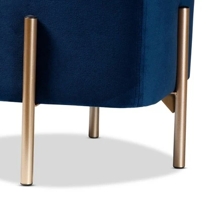 Aleron Velvet Metal Storage Ottoman - Baxton Studio Blue/gold 5 Aleron Velvet Metal Storage Ottoman - Baxton Studio Blue/gold - Image 3