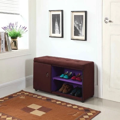 Shoe Storage Ottoman 18" - Brown - Ore International 4 Shoe Storage Ottoman 18" - Brown - Ore International - Image 2