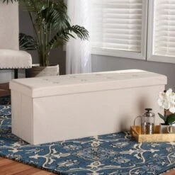 Haide Fabric Upholstered Storage Ottoman - Baxton Studio Dark Gray -Ottomans Official Shop unnamed file 9706