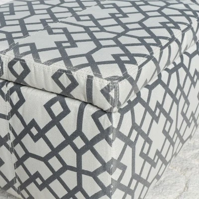 Cleo Storage Ottoman - Geometric Gray - Christopher Knight Home 4 Cleo Storage Ottoman - Geometric Gray - Christopher Knight Home - Image 2