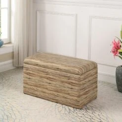 Ore International 1 Seating Storage Ottoman with Hidden Tray Beige -Ottomans Official Shop unnamed file 9715