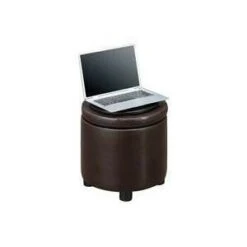 Round Accent Storage Ottoman Espresso - Breighton Home